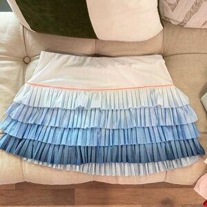 Lucky in Love White and Blue Pleated Skirt